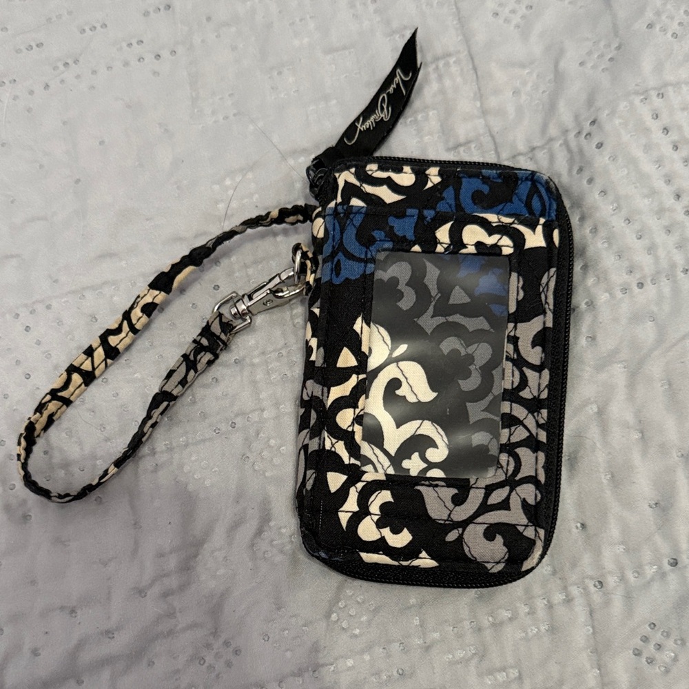 Vera Bradley Black and Blue Patterned Wristlet